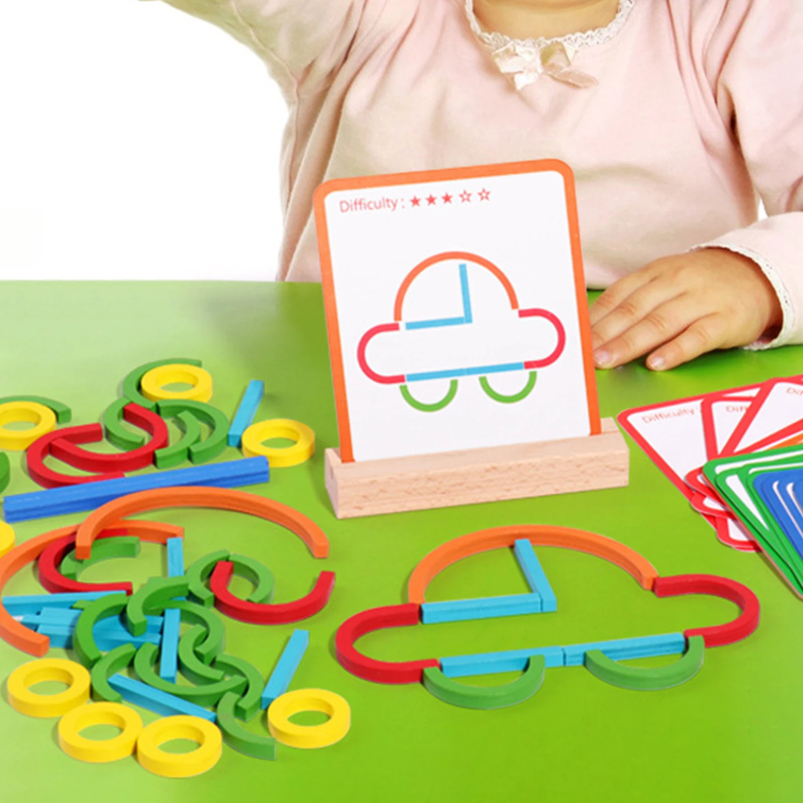 1 ชุด ตัวต่อไม้รูปวงแหวน ของเล่นเสริมพัฒนาการเด็กเล็ก แบบมอนเตสซอรี่ เสริมสร้างความคิดสร้างสรรค์ สำหรับเด็กก่อนวัยเรียน อายุ 3 ปี ของเล่นใหม่
