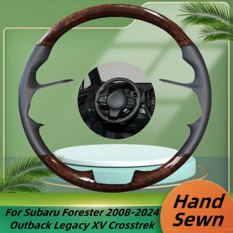 

Car Steering Wheel Cover Hand-Sewn Genuine Leather For Subaru Forester 2008-2024 Outback Legacy XV Crosstrek Accessories