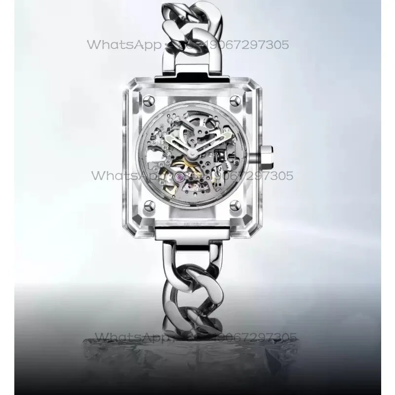 Mechanical Crystal Gemstone Transparent Wristwatch, Women's Watch