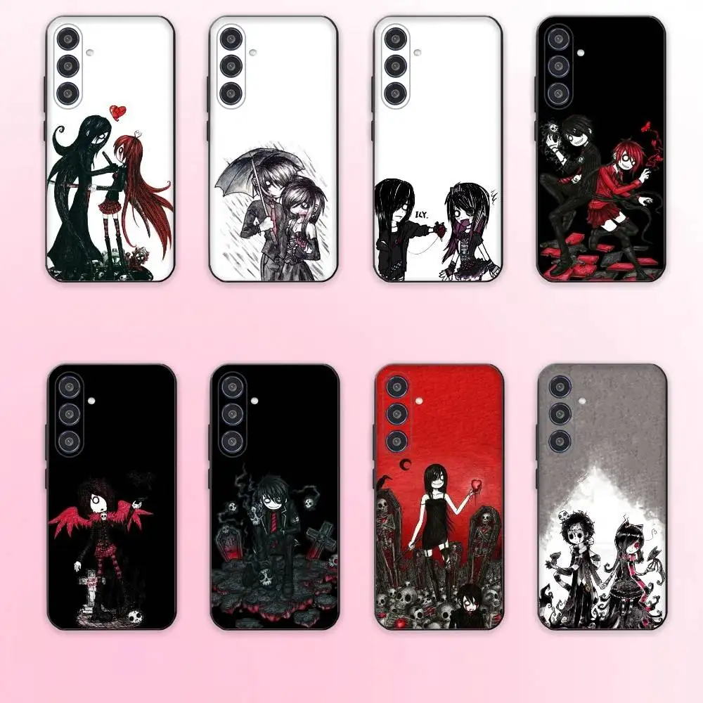 

Love Black and Cute Emo phone Case For Samsung Galaxy A73,A72,A71,A70,A53,A52,A51,Others Soft Black Shell