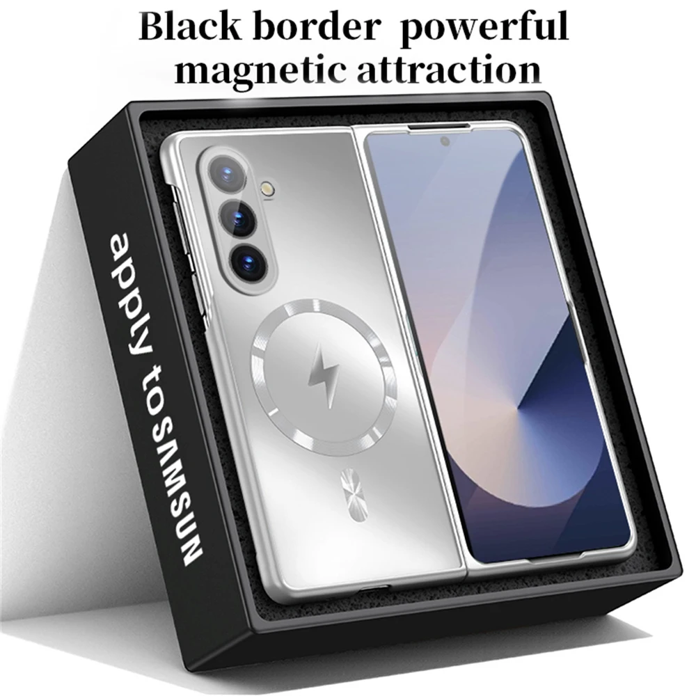 Luxury For Magsafe Wireless Charging Matte Frosted AG Case For Samsung Z Fold 8 7 6 ZFold 5 4 3 Full Lens Protection Back Cover