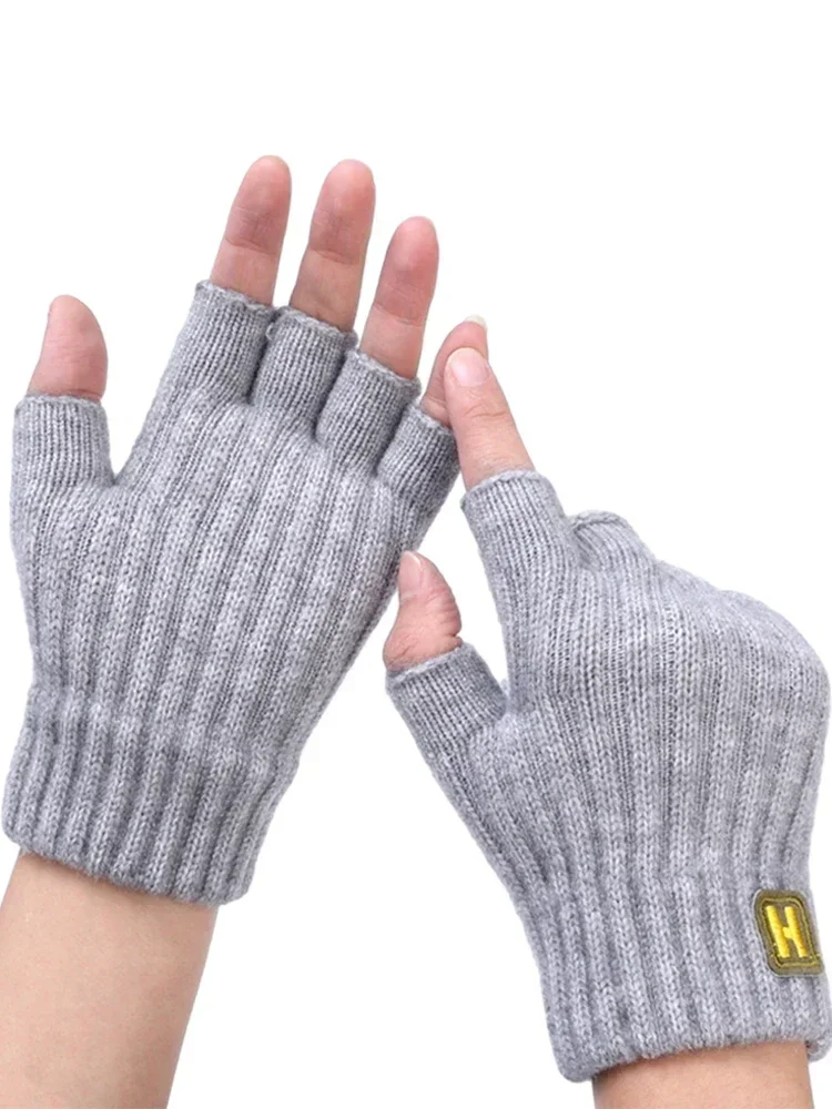 AliExpress Warm Fingerless Gloves Daily Elastic Thick Short Mittens Knitted Cold Proof Half Finger Gloves Winter Touchscreen Warm Gloves