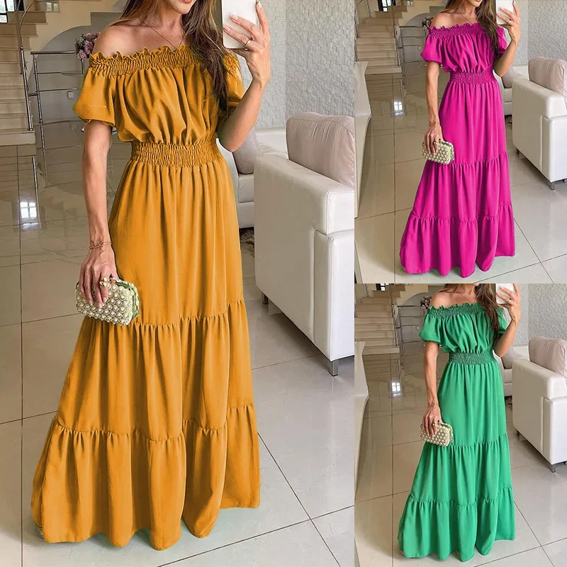 Letnia sukienka w stylu boho, czerwona, modna, z krótkim rękawem, długa sukienka plażowa, codzienna, luźna, elegancka, na wakacje, na imprezę, dla kobiet, sukienka damska.