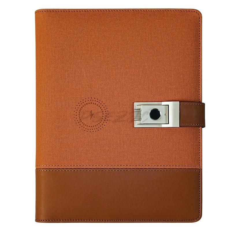 Libro portatile con password per impronte digitali da ufficio, ricarica wireless, disco U, password, taccuino aziendale a fogli mobili