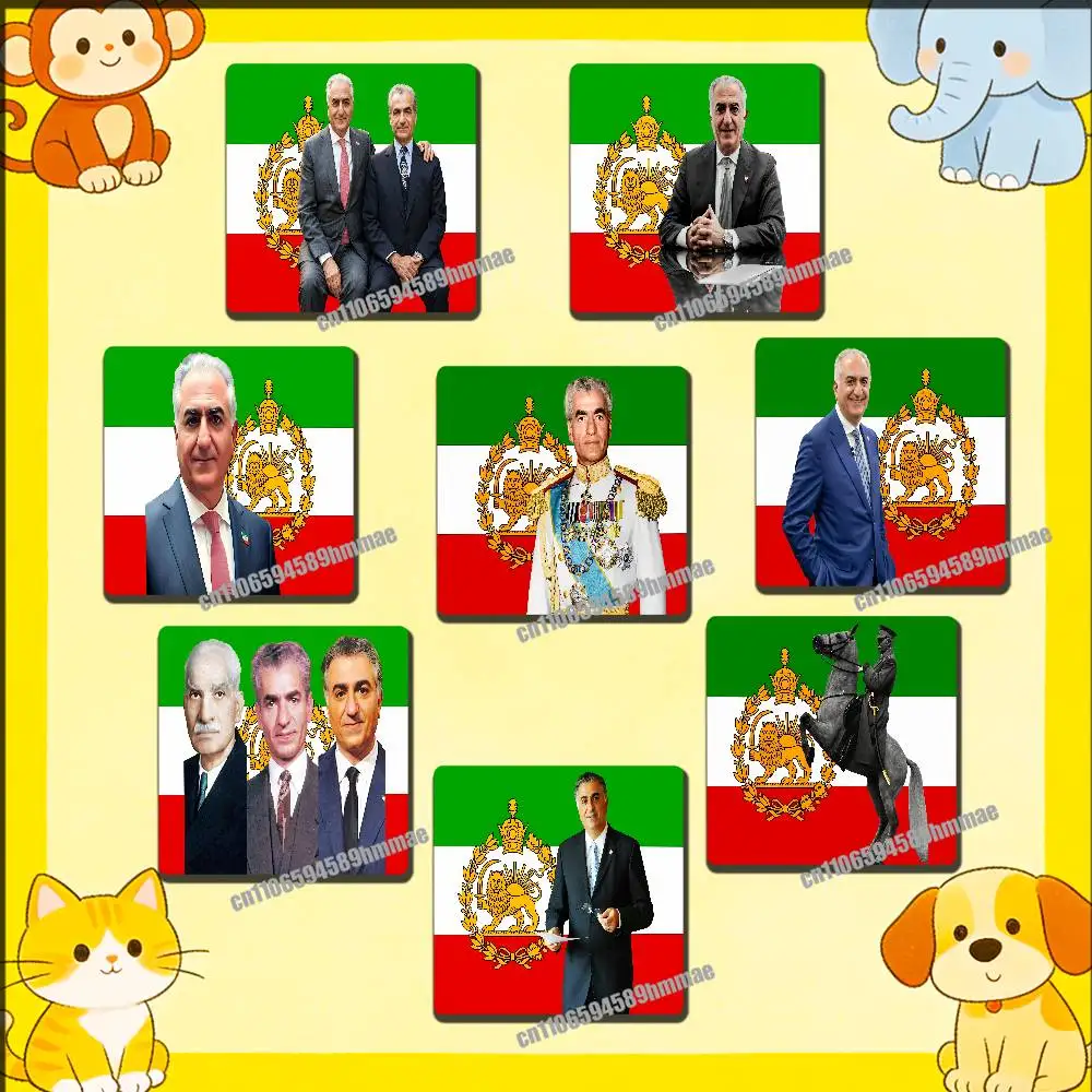 For Refrigerator Magnets Kitchen Fridge Freezer Metal King Mohammad Reza Shah Pahlavi Iran Iranian Flag Magnetic Card Sticker