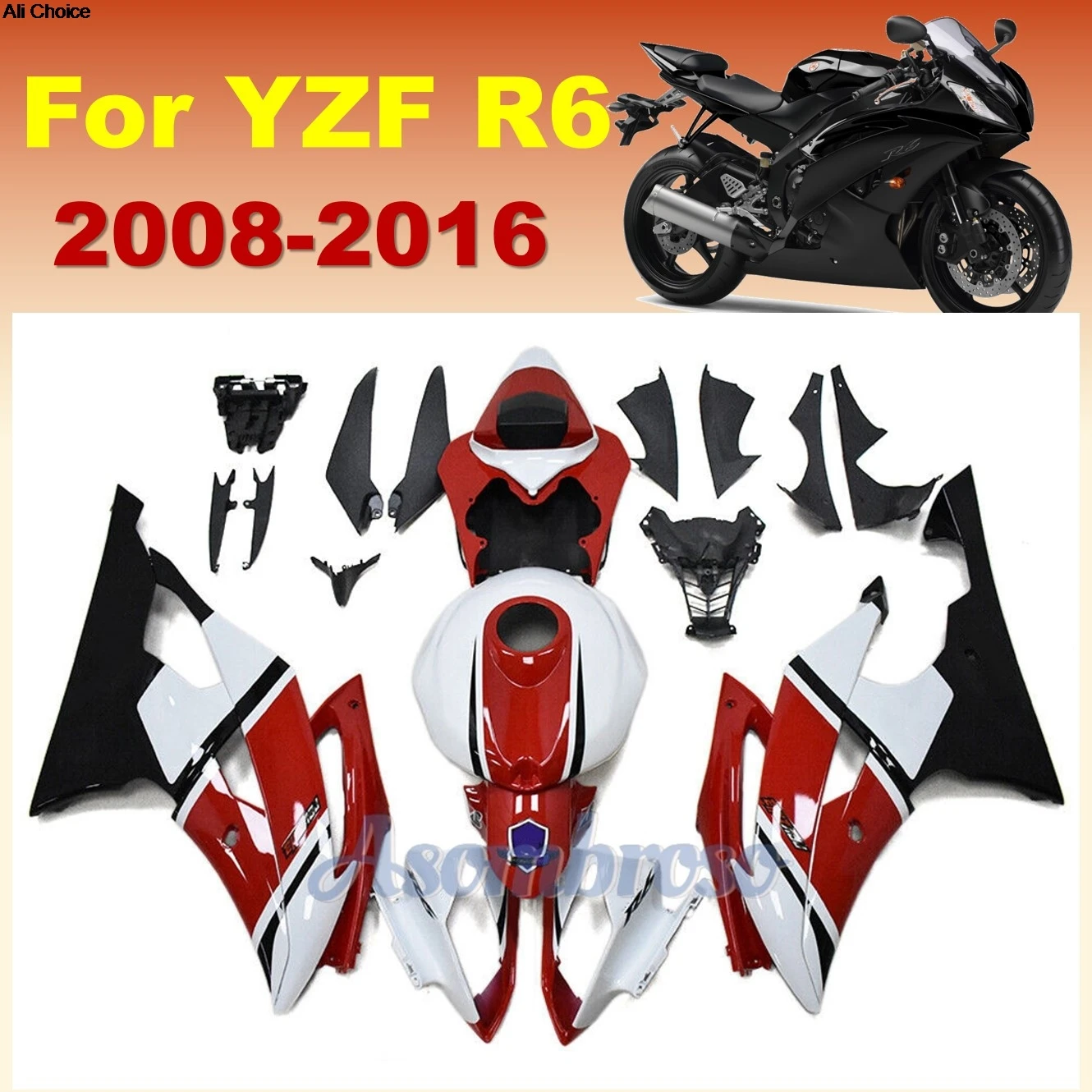 

Injection Bodywork set for Yamaha YZFR6 2008 2009 2010 2013 2015 2016 YZF R6 08-16 Motorbike Accessories ABS Fairings