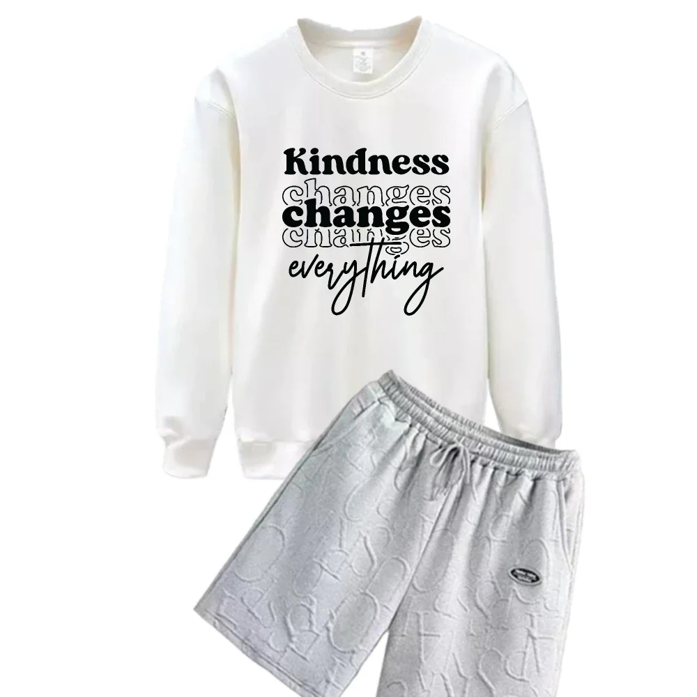 

2025 Casual Men Long Sleeve Sports T-Shirt+shorts Repeat English printing Set Autumn And Winter Collection and Comfortable suits