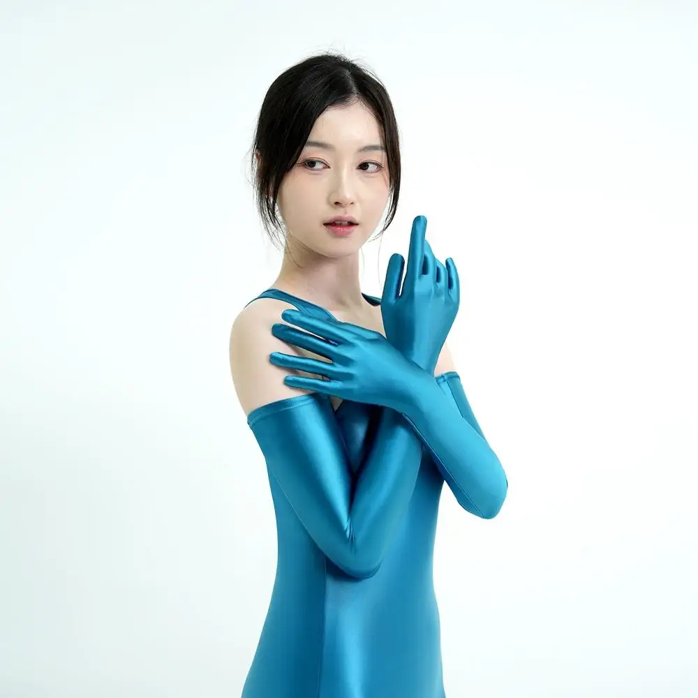 

Unisex Glossy Silky Smooth Spandex High Stretch Extra-long Gloves Sun Protection Multi-colored Riding Sports Ceremonial Gloves