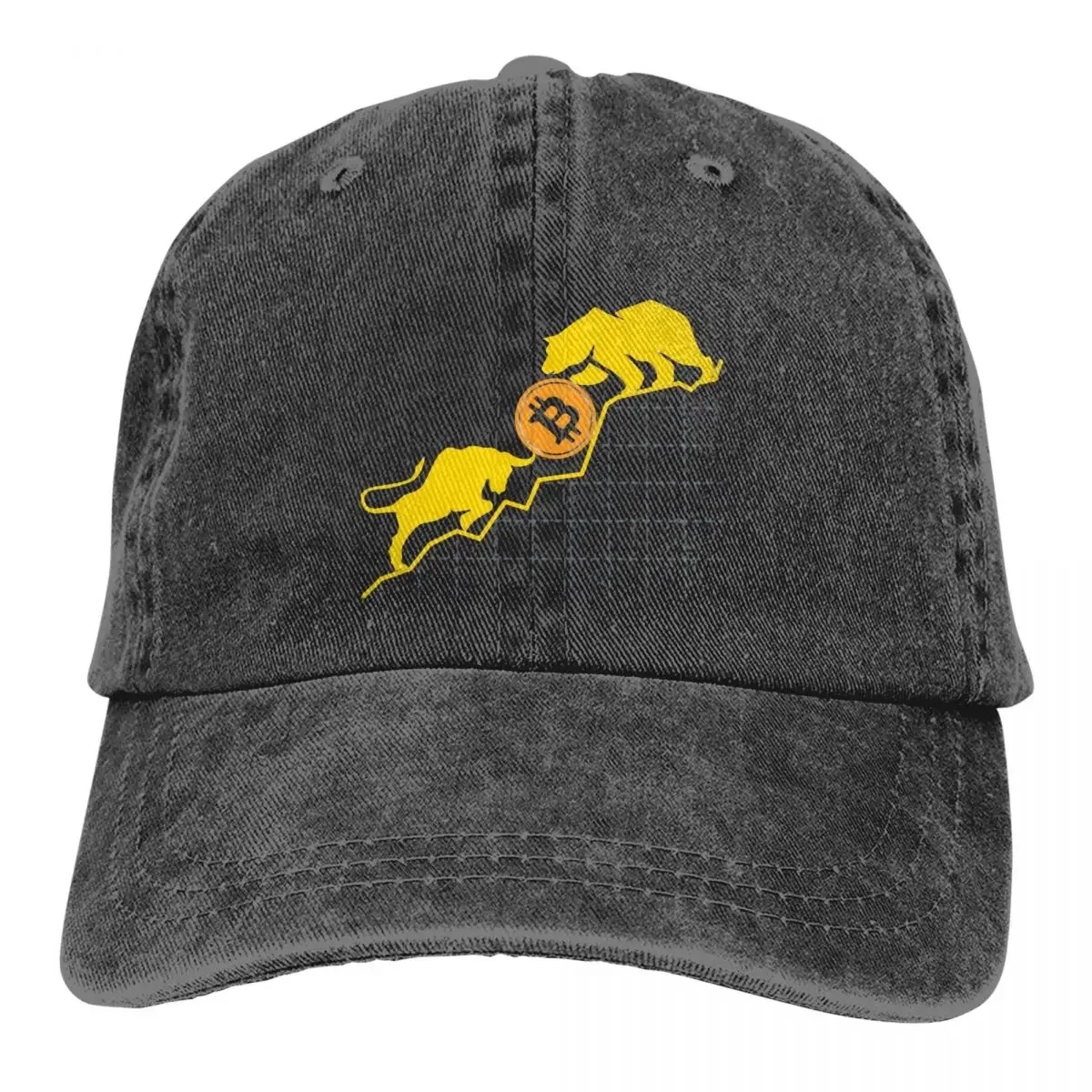 Bitcoin Trader Crypto Bull Vs. Bear Bitcon Retro Hat Cotton Outdoor Sun Protaction Caps Unisex Casual Snapback Hats