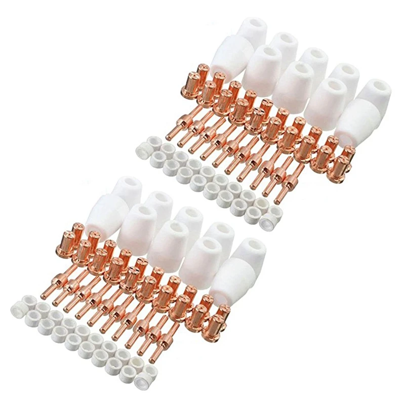 

120X Ceramic + Red Copper Air Plasma Cutting Cutter Consumables Extended TIP Nozzles Electrode For PT31 LG40 CUT-50D