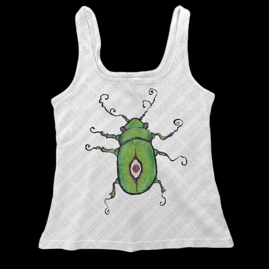 Corsé Y2k para mujer, ropa con estampado de gráficos estéticos, camisola gótica Punk Vintage, camiseta de bebé, Top corto Grunge, camiseta sin mangas Emo para niñas