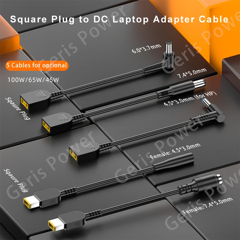 Dc Cabo Plugue Quadrado para Lenovo para 7.4x5.0 4.5x3.0 7.9x5.5 6.0x3.7mm Cabo Adaptador Portátil para Asus Hp Dell Laptop Conversor