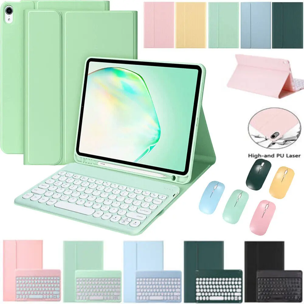 For iPad Mini 5th 4th 3rd 2nd 1st With Colorful Keyboard Leather Stand Cover Case Round Key Wireless Keyboard For 7.9inch Tablet