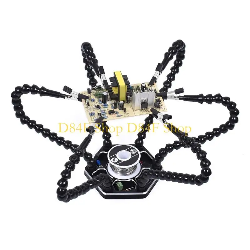 

D84F Helping Hands Soldering Station Third Hand Soldering Tool 6 Flexible Arms