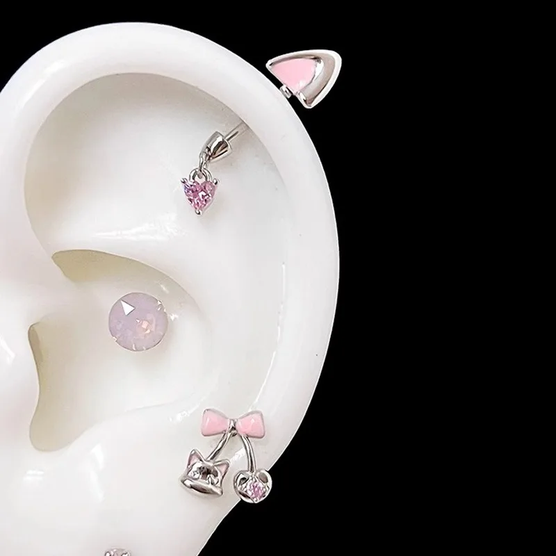 آذان القط الوردي (خبز على شكل أذن القط على البخار) شخصية الشيطان إكسسوارات أنيقة وجذابة على الموضة #2