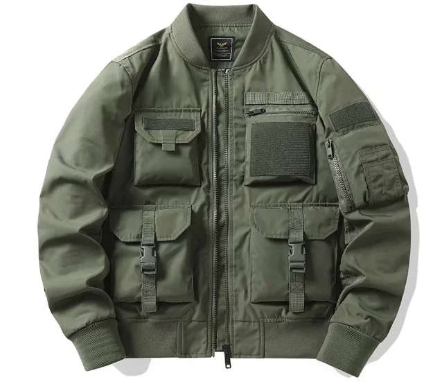 Winter men's American vintage bomber jacket multi-pocket overalls functional jacket three anti-storm top men jacket size 4XL