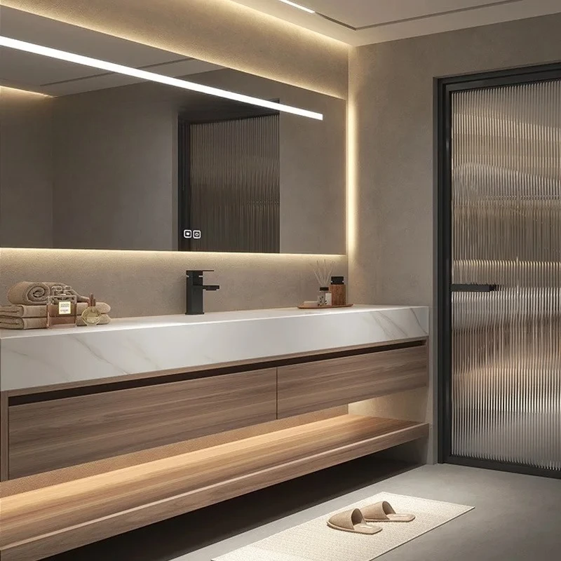 Factory Direct 2026 Slate seamless ceramic integrated basin bathroom cabinet combination modern simple bathroom washbasin washba