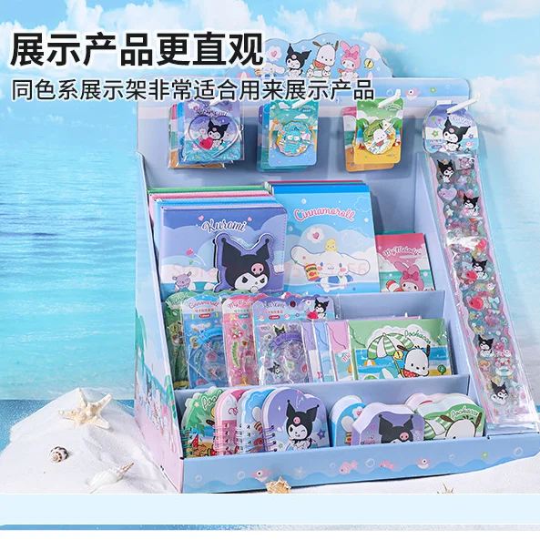 Sanrio estacionária Set Com Display, Prateleira Notebook Adesivos, Diário Book Badge Tapes, Office Stationery Set, Cartoon Notebook, 103pcs