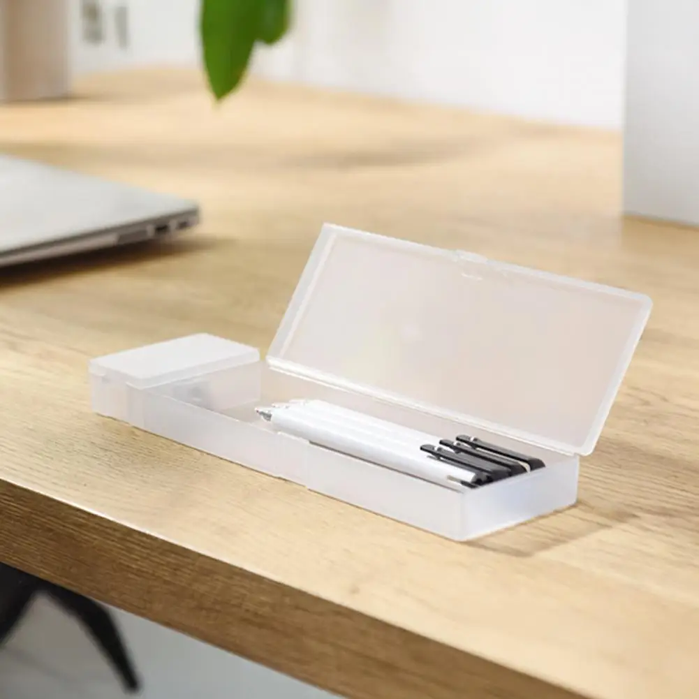 

Практичный пластиковый пенал для хранения ручек, многофункциональный полупрозрачный пенал, практичные канцелярские принадлежности для школы