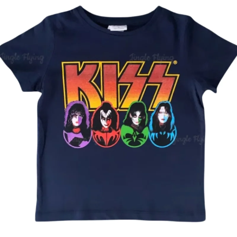 Kids Kiss Top T-Shirt Kid\'s Kiss Tee Rock Band Music T-Shirt For Children Gift For Kids Rock Music