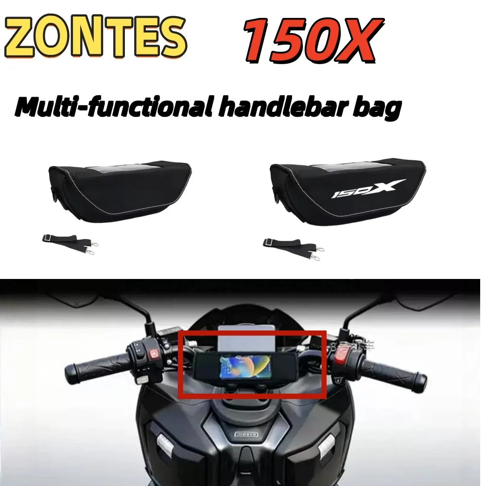 For the new ZONTES 150X handlebar bag, scooter storage and navigation bag, universal multi-functional storage handlebar bag