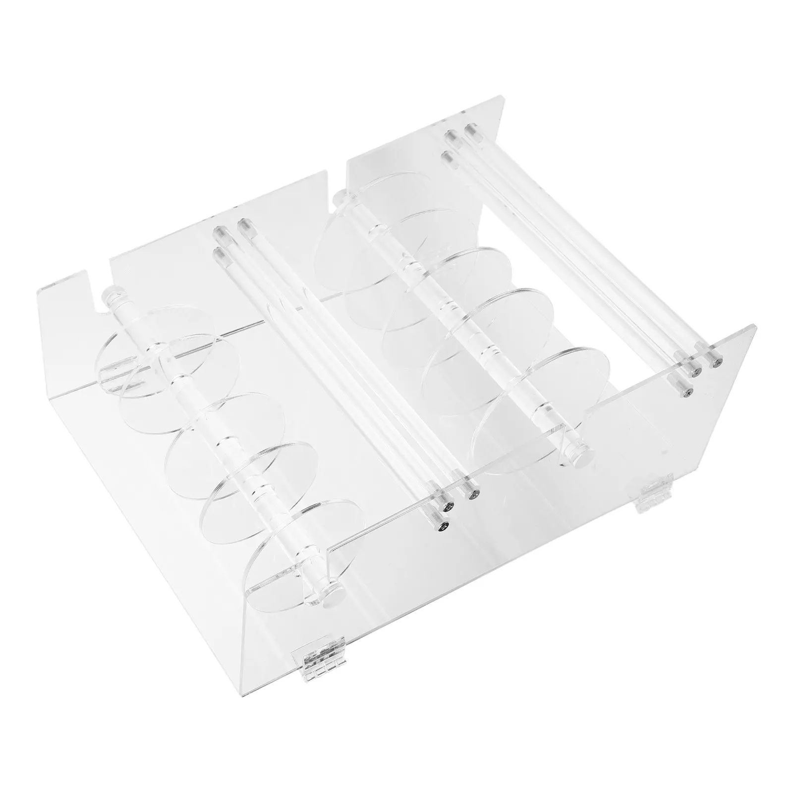 Acrylic Label Roll Holder 2 Tier Adjustable Sticker Dispenser Clear Tape Organizer for Office Classroom Desk