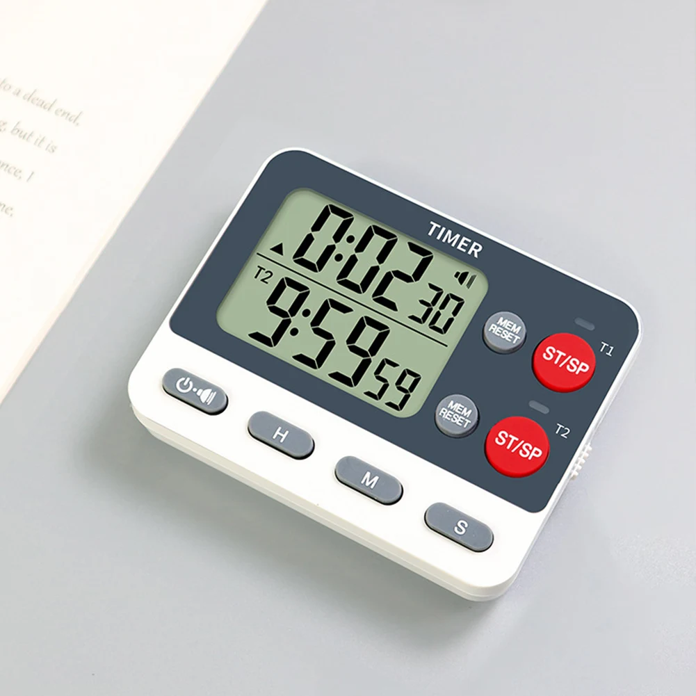 Dual Digital Timer Multifunctional Count UP/Down Timer with Memory Function Cooking Timer Portable for Workout Sports