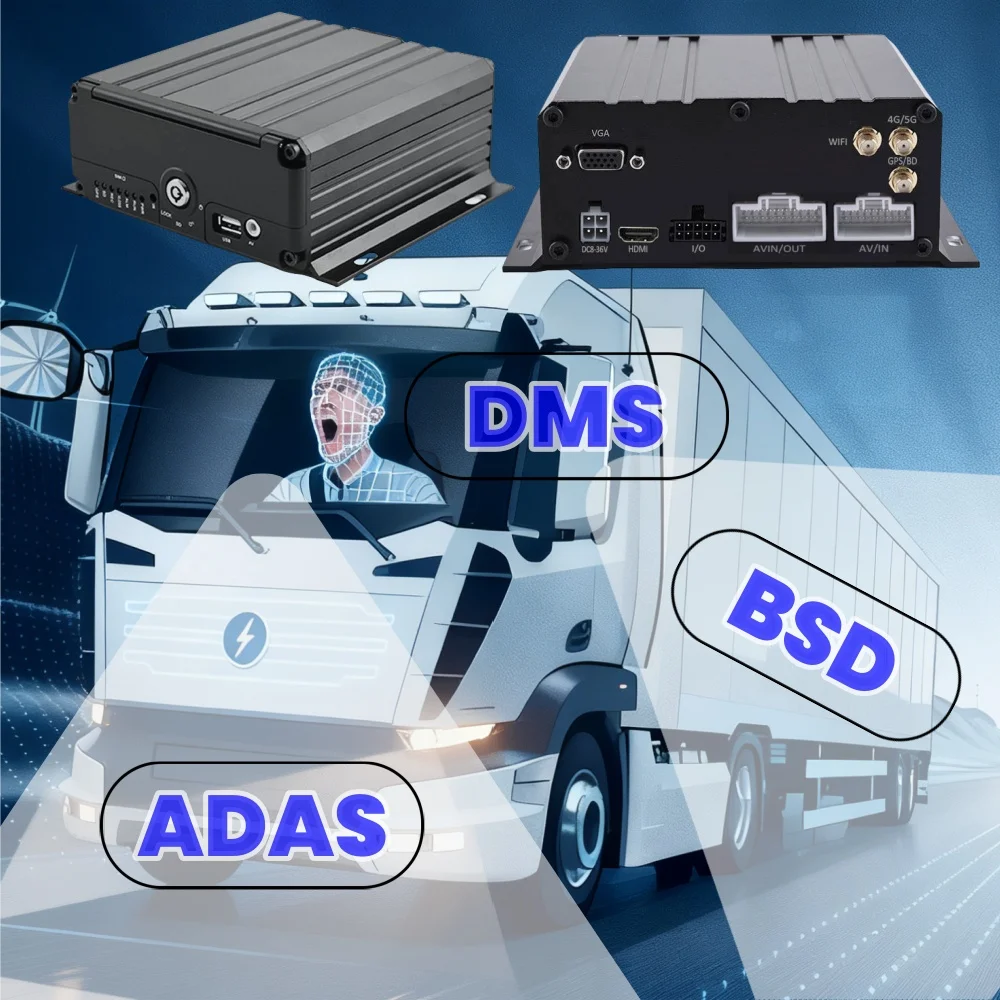 شاحنة 6 قناة MDVR عدة 4G WIFI GPS ADAS DMS BSD MDVR مع شاشة 7 بوصة مقاومة للماء 1080P كاميرات تسجيل الفيديو DVR المحمول #1