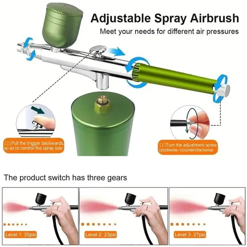 ABKJ-Handheld Airbrush Set For Makeup, Painting, Cake Decor- Electric Airbrush Kit With Compressor& Cordless Air Brush Included