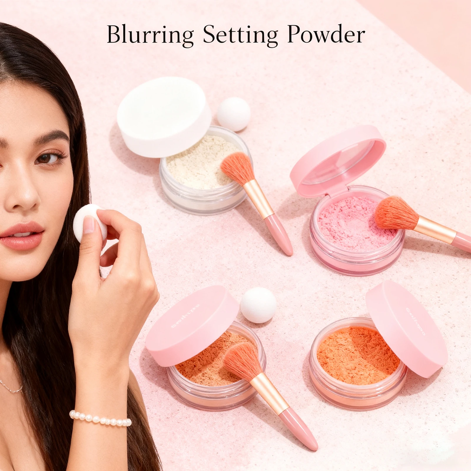 4 Color Matte Face Pressed Powder Waterproof 24 Hours Oil Control Natural Setting Powder Foundation Full Coverage Lasting Makeup