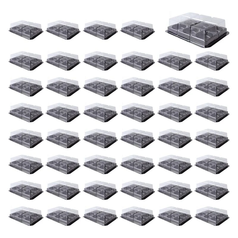 AT69 -200Pcs 6 Cavities Plastic Mooncake Tray Transparent Muffin Cupcake Mochi Container Cookie Carrier Food Packaging Box