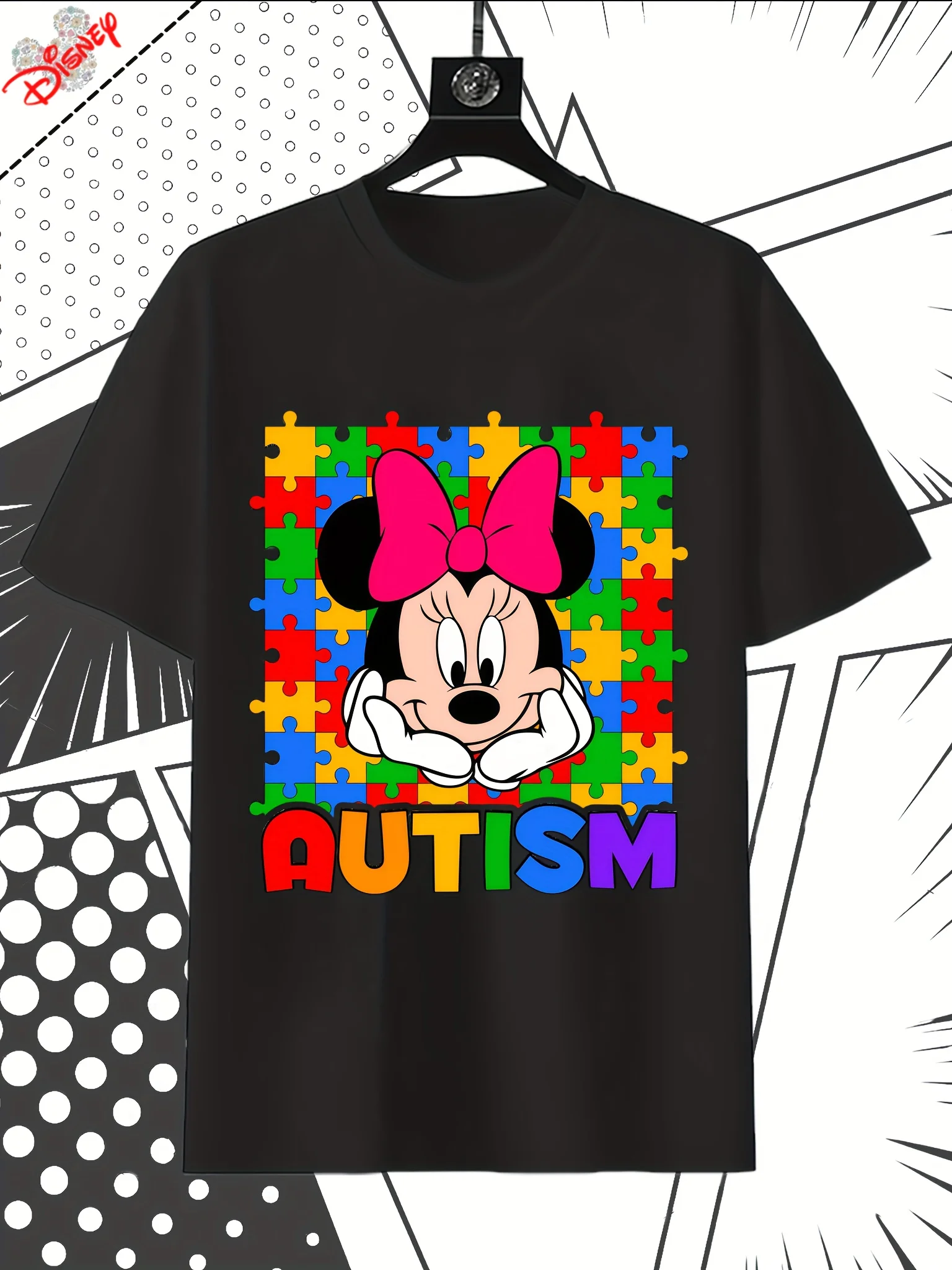 

Disney T-shirt for Women, Minnie T-shirt, Suitable for All Seasons, Short Sleeved, Machine Washable for Summer Casual Wear