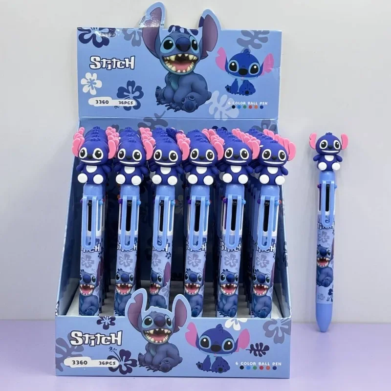 3/ 6/12Pcs 6 Colors Disney Stitch Ballpoint Pen Press Multifunction Marker Students School Stationery Office Supplies for Gifts