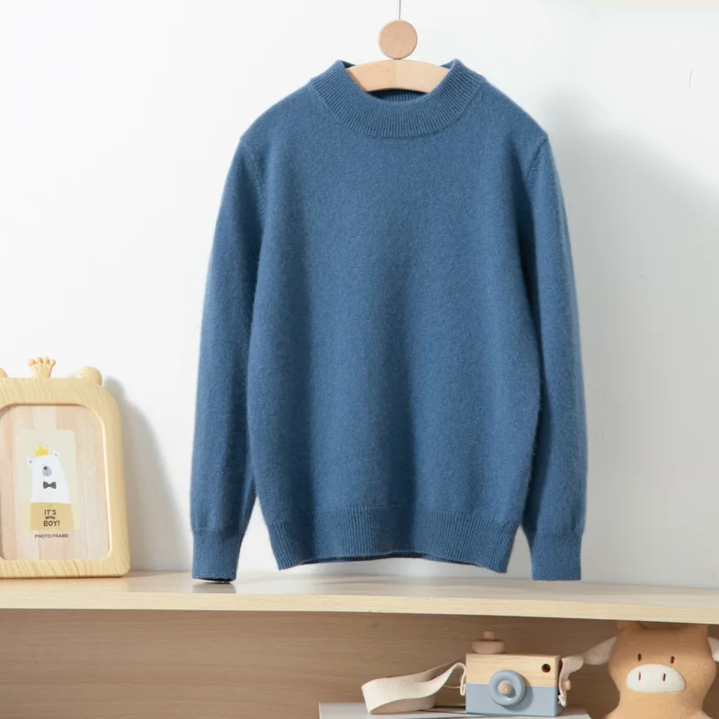 Boys Winter 100% Wool Sweater Casual boy Girl Sweater superior Knitted Cashmere Sweater O-Neck 1-14 year kids pullover Tops Coat