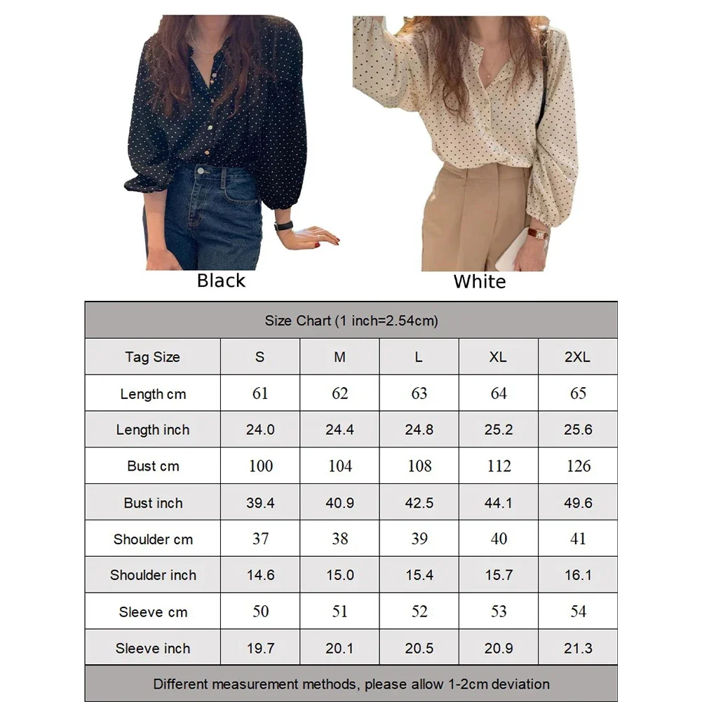 Chic-Retro Blouse Hepburn Style Lapel Contrast Color Polka Dot Design Loose Leisure All-Matching Long Sleeve Shirt For Women