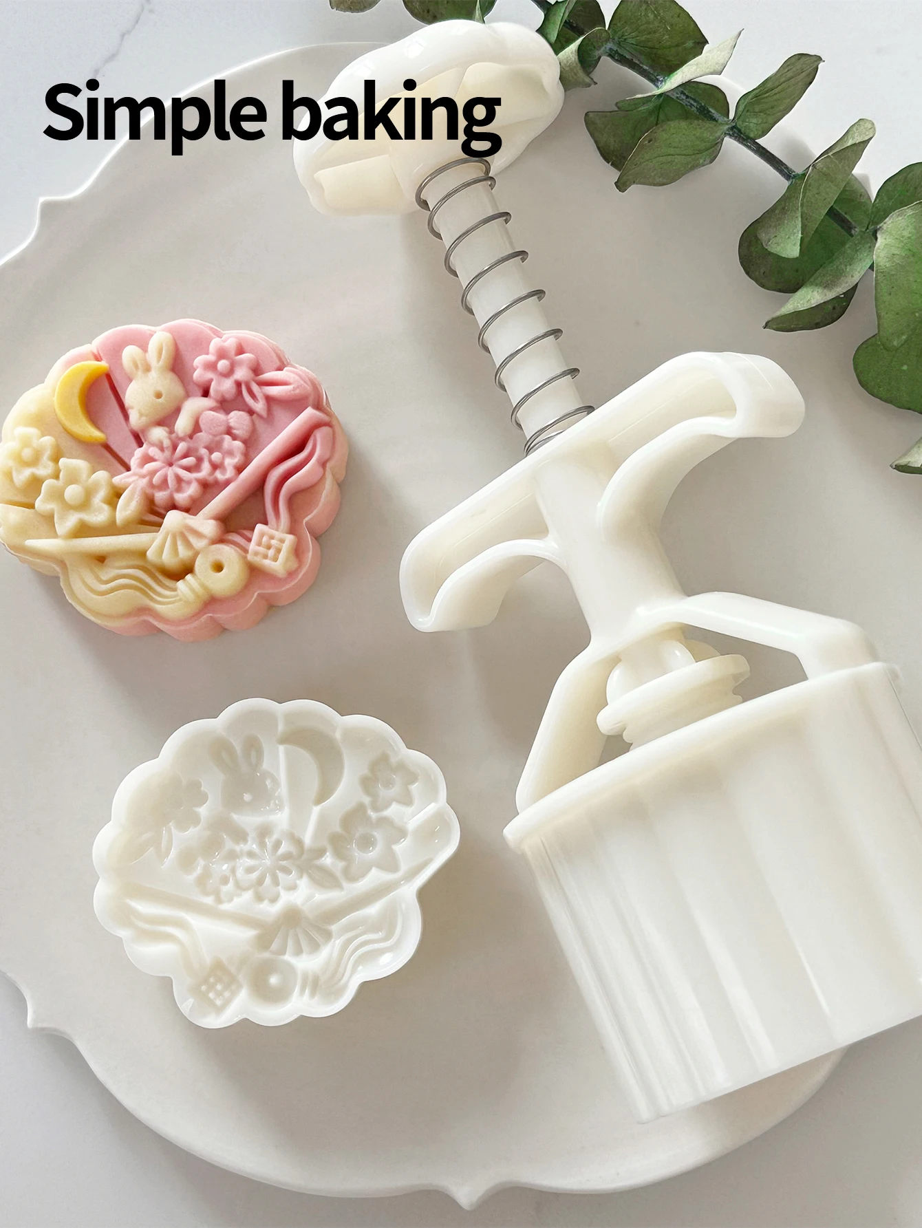Fan-Shaped Pastry Mold, Mid-Autumn Festival Rabbit and Flower Pattern Mooncake Mold, Sweet Bean Paste Dessert Making Tools