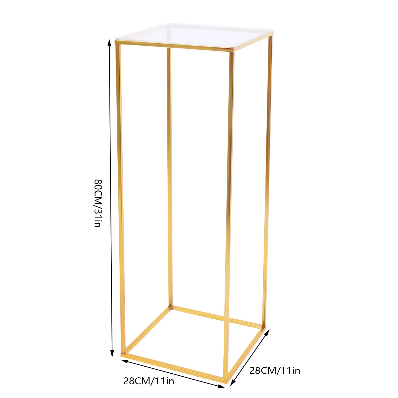 Gold Wedding Flower Stand Flower Vase Pillar Wedding Party Decor Balloon Display Rack Flower Holder Metal Rack W/ Acrylic Board