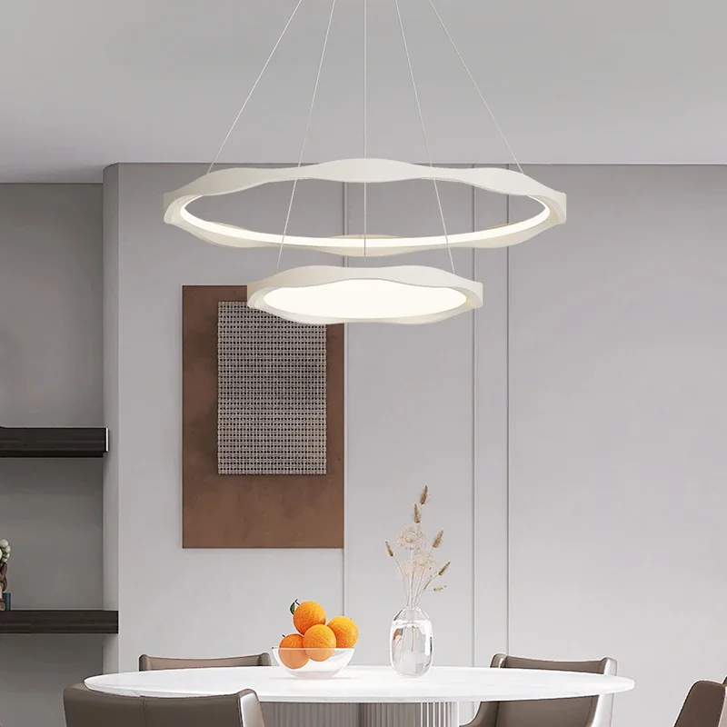 TechHP2 Rings White Cream Pendant Light Indoor Ceiling Light Nordic Hanging Lamp For Bedroom Living