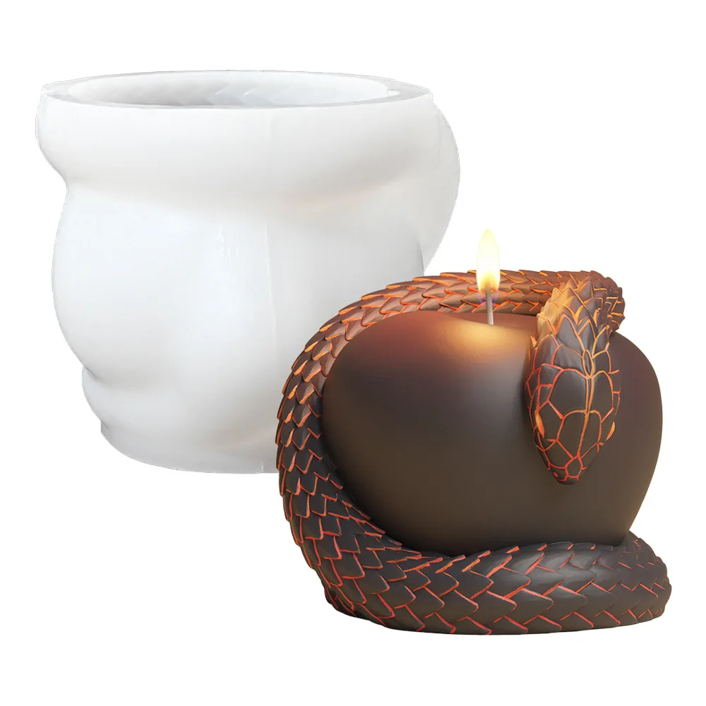 Scented Candles Apple Shape Silicone Mold DIY Handmade Gift Making Aroma Diffuser Plaster Realistic Snake Design Home Decor