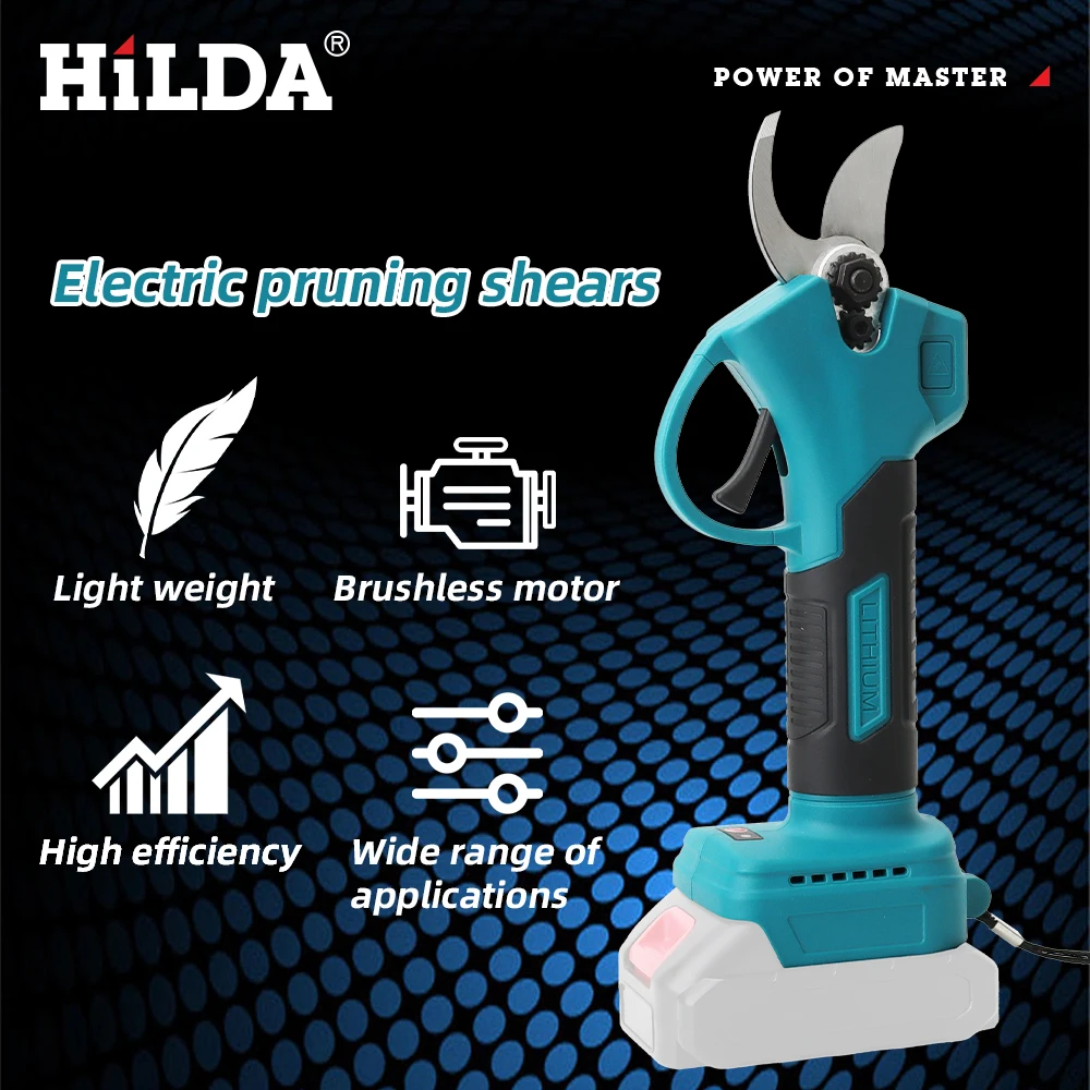 HILDA Brushless Electric Pruning Shears Garden Tool Cordless Electric Garden Scissors Fruit Tree For 18V Battery Branche Cutter