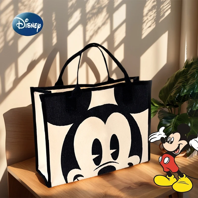 

Large Capacity Mickey Canvas Shopping Bag Casual Women's Tote Bag Cartoon Print Shoulder Bag For Women Mummy Bag