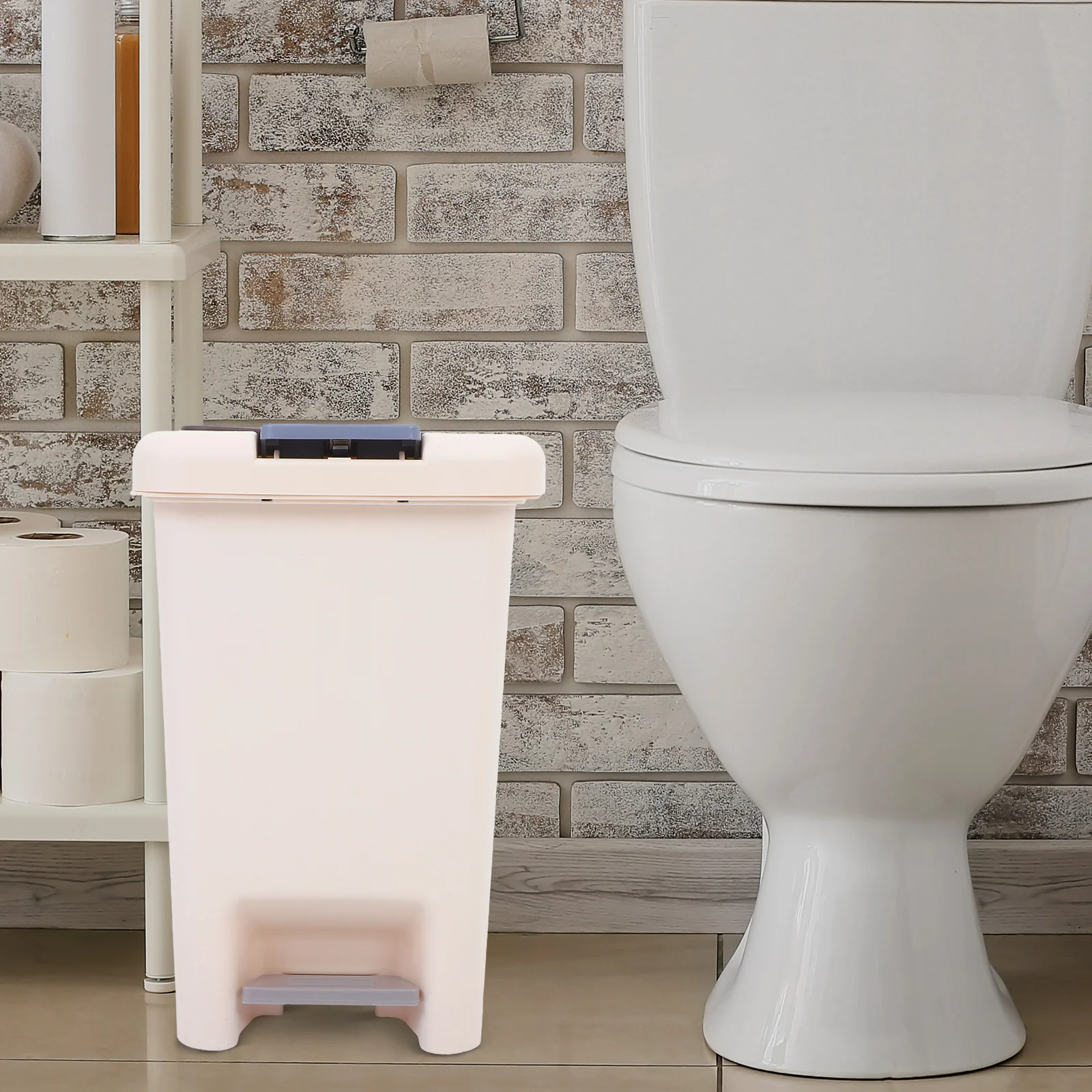 

Pedal Trash Can Garbage Bin Container for Bedroom Covered Plastic Bathroom Wastebasket