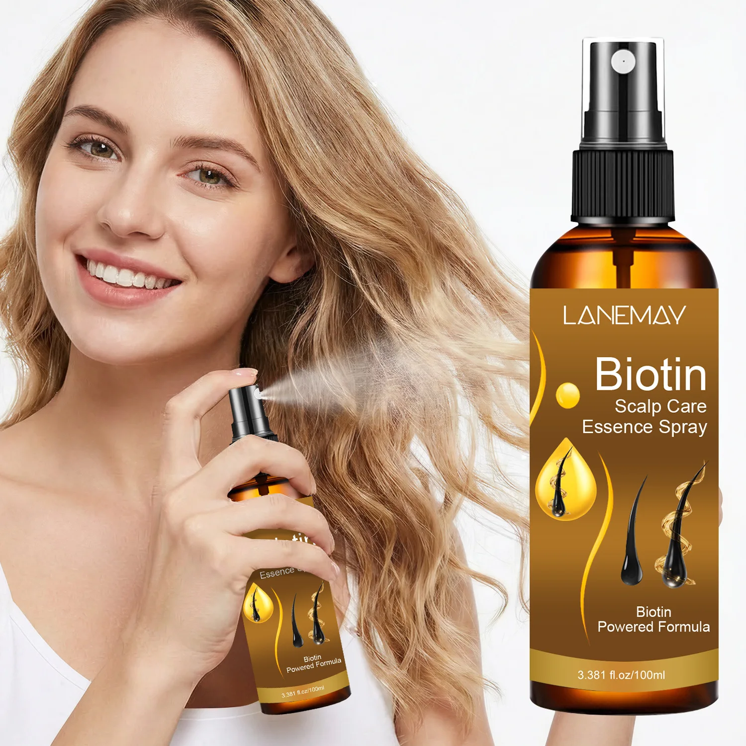 

Спрей-эссенция для ухода за кожей головы с биотином - глубоко увлажняет, питает и защищает волосы и волосяные фолликулы, предотвращая выпадение волос, 100 мл