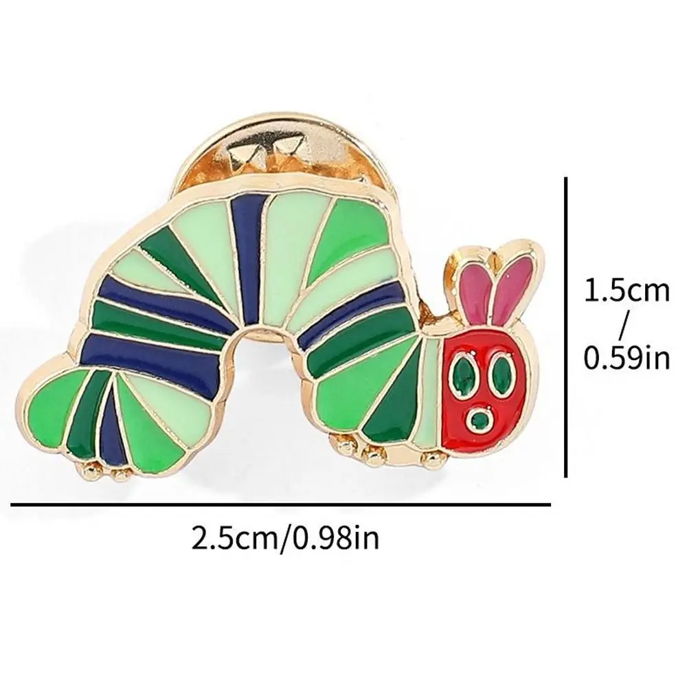 Hat Accessories Fruit Hungry Caterpillar Enamel Brooches Take a Bite Alloy Metal Badge Funny Personality Lapel Pins Collar