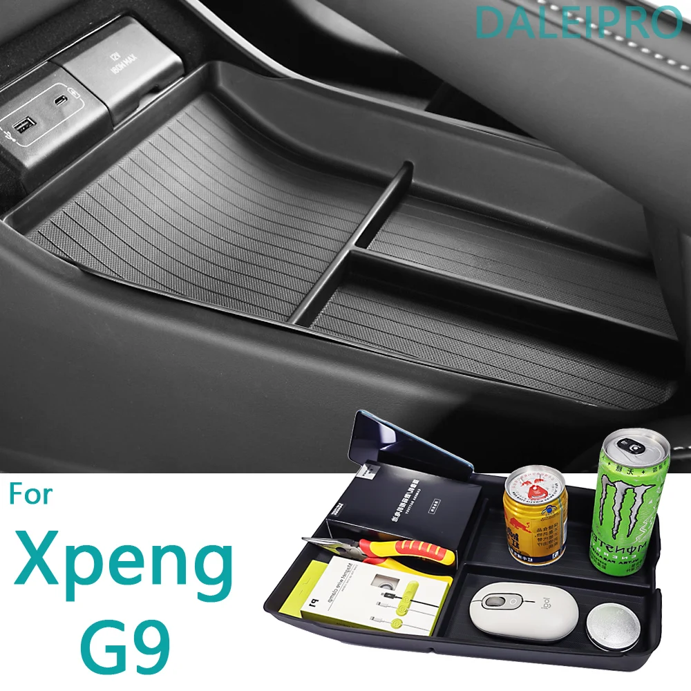 For Xpeng G9 2022 2023 2024 Car Central Lower Layer Storage Box Center Organizer Layered Storage Box Interior Accessories TPE