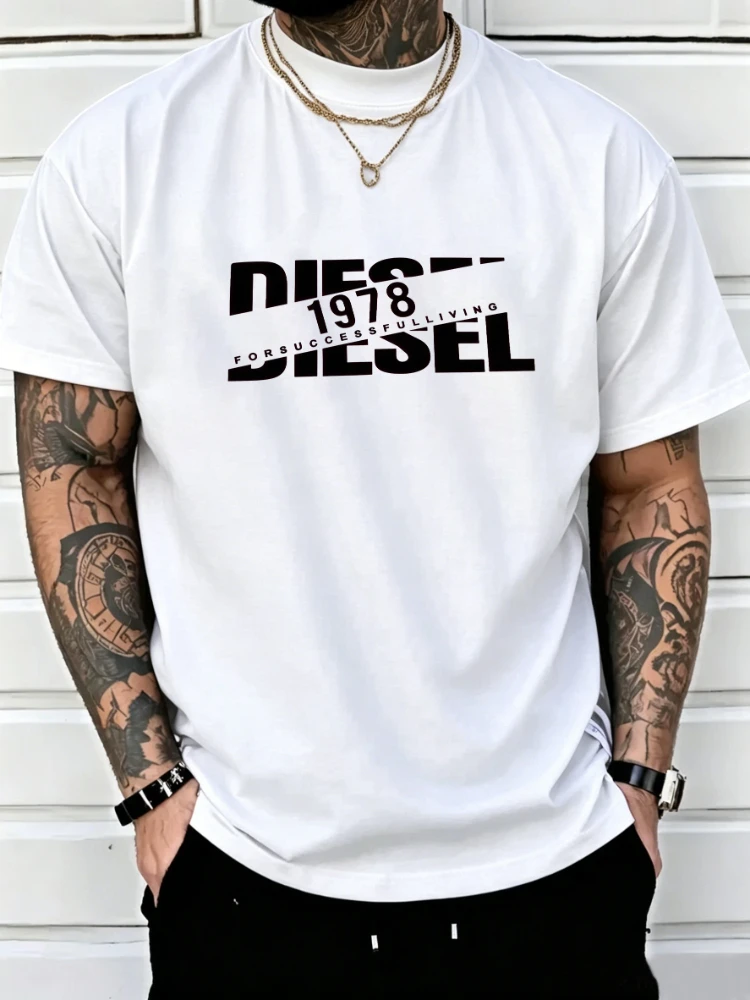 New trendy men's fashion T-shirt, black T-shirt, comfortable summer T-shirt, pure cotton short sleeved T-shirt, 2026 bestseller