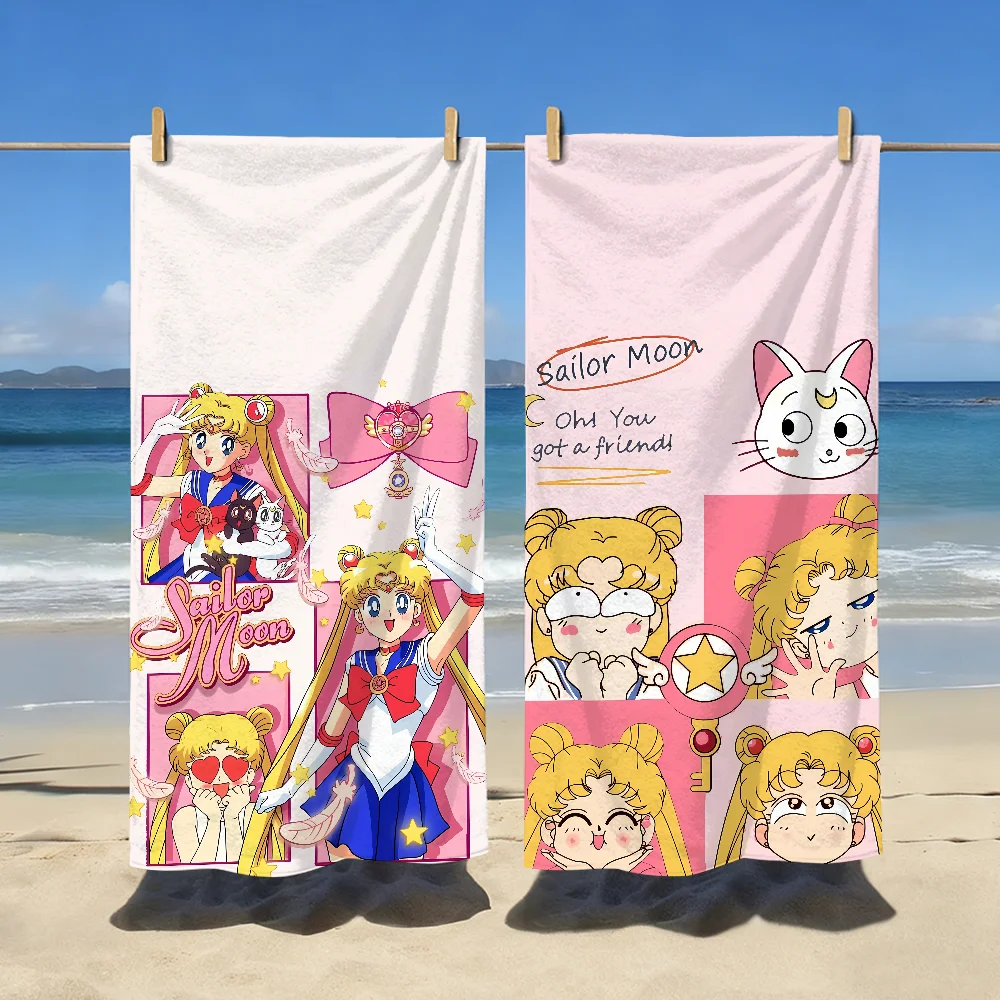 Lovely Pink Towel Soft Pool Gift For Travel Gym Shower Camping Quick Dry Sports S-Sailor M-Moon Large Beach Towel