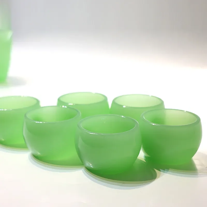 Elegant Glazed Kung Fu Tea Set Jade Porcelain Teapot and Cups for Home Office Living Room Guest Reception Gift Box Packaging