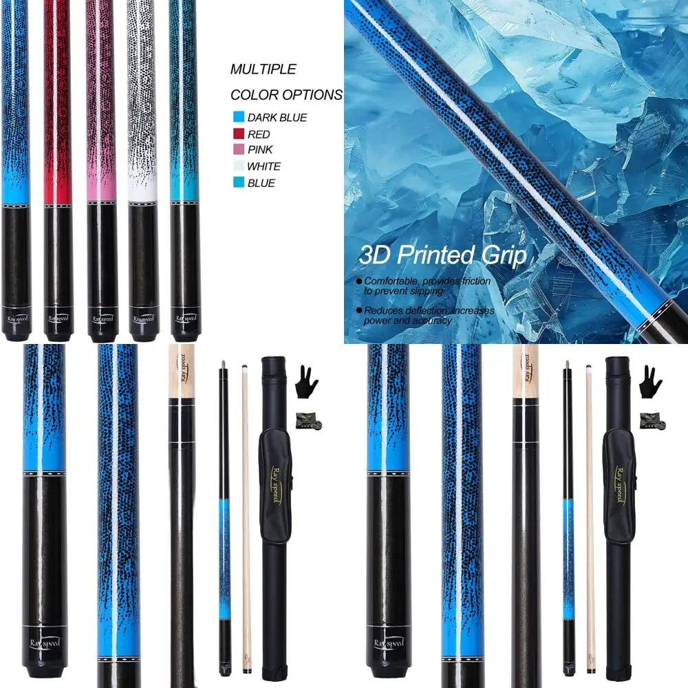 

3D Printed Grip Pool Cue Stick - 13mm Tip for Precision and Low Deflection Accuracy