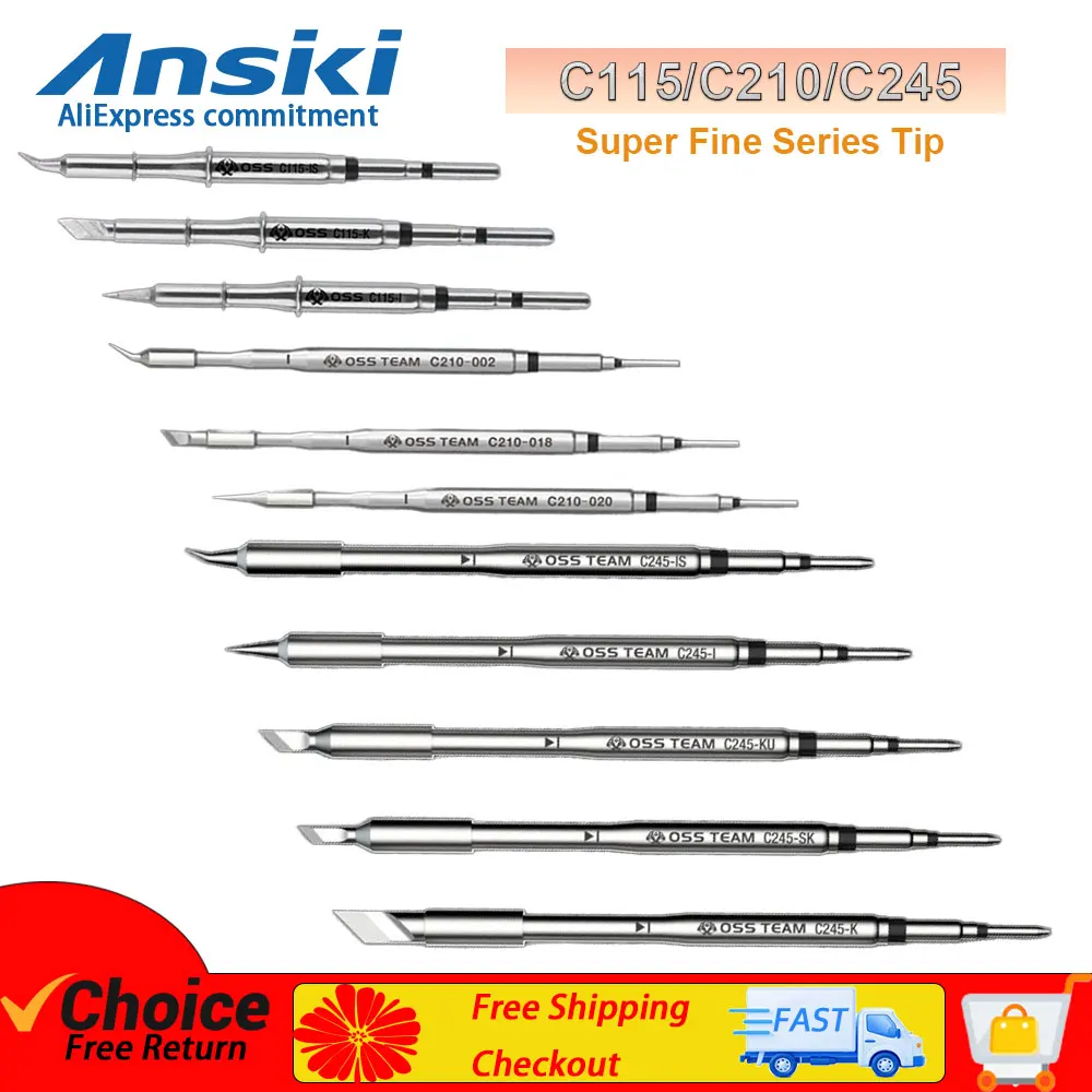 OSS C115 C210 C245 Super Fine Series Soldering Iron Tips for T90 T80 HS03 HS02 Soldering Iron T210 T245 Soldering Station